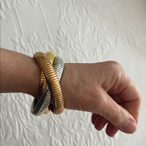 Gold and Silver Coil Bracelets